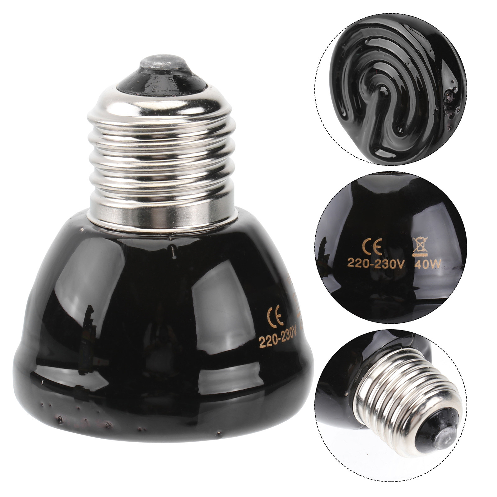 Ceramic Heat Emitter - 1Pcs 40W E27 Reptile Heating Lamp
